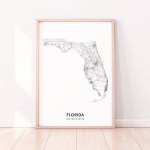 Florida Karte Druck, Florida Fl USA Usa Karte Poster, Moderne Wandkunst, Kinderzimmer Büro Dekor, druckbare Kunst