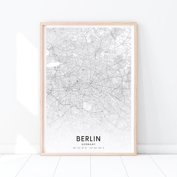 Berlin Map Print, Berlin Germany Map Art Poster, City Street Road Map Print, Modern Wall Art, Minimalist, Home Office Decor, Printable Art