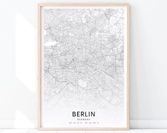 Berlin Map Print, Berlin Germany Map Art Poster, City Street Road Map Print, Modern Wall Art, Minimalist, Home Office Decor, Printable Art