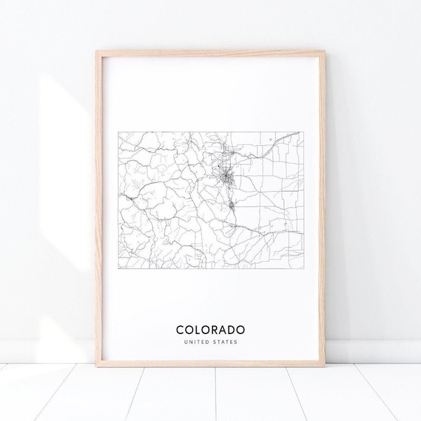 Colorado Map Print, State Road Map Print, Colorado USA United States Map Art Poster, Modern Wall Art, Gift, Home Office Decor, Printable Art