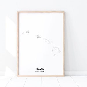 Stampa mappa Hawaii, Stampa mappa stradale statale, Hawaii HI USA Stati Uniti Mappa Art Poster, Modern Wall Art, Minimalista, Arredamento ufficio, Arte stampabile
