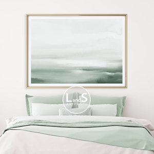 Impression abstraite, Affiche abstraite, Aquarelle, Art contemporain, Moderne, Décor de chambre neutre, Art mural vert sauge, Cadeau, Art imprimable