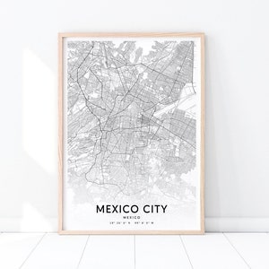 Mexico City Map Print, Mexico Map Art Poster, City Street Road Map Print, Black & White, Modern Wall Art, Home Office Decor, Printable Art