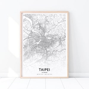 Taipei Map Print, Taipei Map Art Poster, Taipei Taiwan Map, City Street Road Map Print, Modern, Minimalist, Home Office Decor, Printable Art