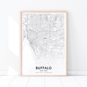 Buffalo Map Print, Buffalo New York Map Art Poster, City Street Road Map Print, Black & White, Modern Wall Art, Office Decor, Printable Art
