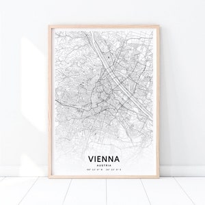 Vienna Map Print, Vienna Austria Map Art Poster, City Street Road Map Print, Modern Wall Art, Minimalist, Home Office Decor, Printable Art