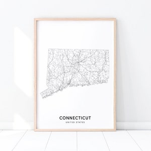 Connecticut kaart afdrukken, State Road kaart kunst, Connecticut USA Verenigde Staten kaart art poster, moderne Wall Art, Home Office decor, afdrukbare kunst