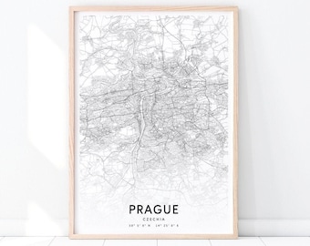 Prague Map Print, Prague Czechia Map Art Poster, City Street Road Map Print, Modern Wall Art, Minimalist, Home Office Decor, Printable Art