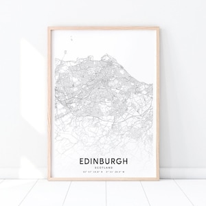 Edinburgh Map Print, Édimbourg Écosse, Royaume-Uni Carte Art Poster, Street Road Map Print, Modern Wall Art, Office Decor, Printable Art
