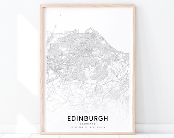 Edinburgh Map Print, Edimburgo Escocia, Reino Unido Mapa Art Poster, Street Road Map Print, Modern Wall Art, Office Decor, Printable Art