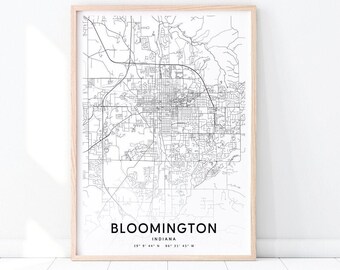Bloomington Map Print, Bloomington Indiana USA Map Art Poster, City Street Road Map Print, Modern Wall Art, Home Office Decor, Printable Art