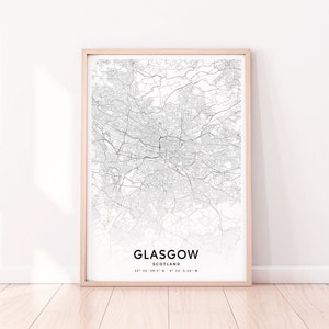 Glasgow Map Print, Glasgow Scotland, United Kingdom Map Art Poster, Street Road Map Print, Modern Wall Art, Home Office Decor, Printable Art