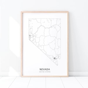 Nevada Karte Drucken, State Road Map Print, Nevada NV USA Vereinigte Staaten Karte Kunst Poster, moderne Wandkunst, minimalistisch, Büro dekor, druckbare Kunst
