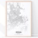 Doha Map Print Doha Map Art Poster Doha Qatar Map City - Etsy