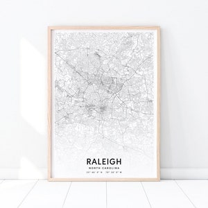 Raleigh Map Print, Raleigh North Carolina USA Map Art Poster, City Street Road Map Print, Modern Wall Art, Home Office Decor, Printable Art