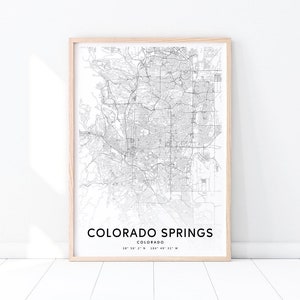 Colorado Springs Map Print, Colorado Springs CO USA Map Art Poster, City Street Road Map Print, Modern Wall Art, Office Decor, Printable Art