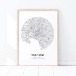 Melbourne Map Print, Melbourne Australia Map Art Poster, City Street Road Map Print, Modern Minimalist, Home Office Decor Printable Wall Art