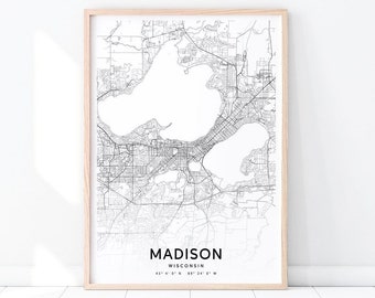 Madison Map Print, Madison Wisconsin Map Art Poster, City Street Road Map Print, Modern, Minimalist, Home Office Decor, Printable Wall Art