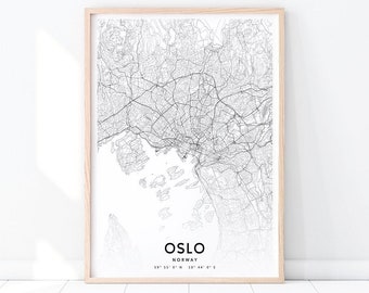 Oslo Map Print, Oslo Urban Map, Oslo Norway Map Art Poster, City Street Road Map Print, Modern Wall Art, Home Office Decor, Printable Art