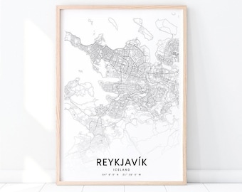 Reykjavík Map Print, Reykjavik Iceland Map Art Poster, City Street Road Map Print, Modern, Minimalist, Home Office Decor, Printable Wall Art