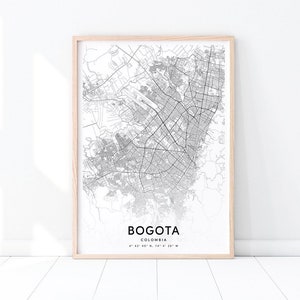 Impressão de mapa de Bogotá, pôster de arte de mapa de Bogotá Colômbia, impressão de mapa de estradas da cidade, minimalista, arte de parede moderna, decoração de escritório doméstico, arte para impressão