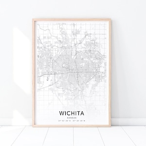 Wichita Map Print, Wichita Kansas USA Map Art Poster, City Street Road Map Print, Modern Wall Art, Minimalist, Office Decor, Printable Art