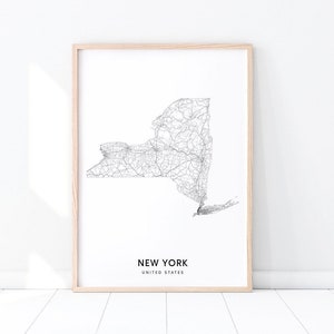 New York Karte Druck, New York Karte Druck, Ny Usa Usa Karte Kunst, moderne Wandkunst, Kinderzimmer, Home Office Dekor, druckbare Kunst