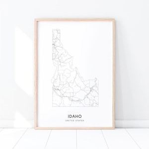 Idaho kaart afdrukken, staat Road kaart afdrukken, Idaho ID USA Verenigde Staten kaart art poster, moderne Wall Art, minimalistisch, Office decor, afdrukbare kunst