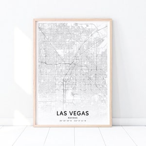 Las Vegas Map Print, Nevada USA Map Art Poster, City Street Map Print, Black and White, Modern Minimalist, Office Decor, Printable Wall Art