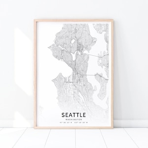 Seattle Urban Map Print, Seattle Washington Map Art Poster, City Street Road Map Print, Modern Wall Art, Home Office Decor, Printable Art