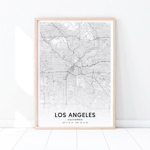 Los Angeles Urban Map Print, California CA USA Map Art Poster, LA City Street Road Map Print, Modern Wall Art, Office Decor, Printable Art