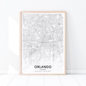 Orlando Map Print, Orlando Florida USA Map Art Poster, City Street Road Map Print, Modern, Minimalist, Home Office Decor, Printable Wall Art