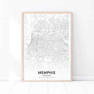 Memphis Map Print, Tennessee Map Art Poster, City Street Road Map Print, Black and White, Modern Wall Art, Home Office Decor, Printable Art