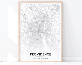 Providence Map Print, Providence Rhode Island Map Art Poster, City Street Road Map Print, Modern Wall Art, Home Office Decor, Printable Art