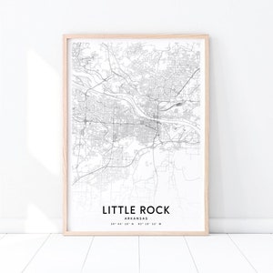 Little Rock Map Print, Arkansas USA Map Art Poster, City Street Road Map Print, Noir et Blanc, Art du Mur Moderne, Décor de bureau, Art imprimable