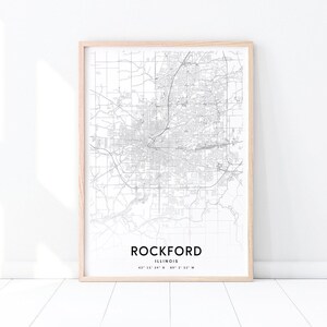 Rockford Urban Map Print, Rockford Illinois USA Karte Kunst Poster, Stadt Straße Karte Druck, moderne Wandkunst, Home Office Dekor druckbare Kunst