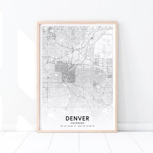Denver Urban Map Print, Denver Colorado USA Map Art Poster, City Street Road Map Print, Modern Wall Art, Home Office Decor, Printable Art