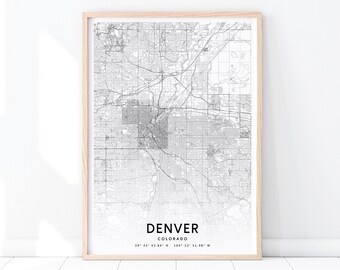 Denver Urban Map Print, Denver Colorado USA Map Art Poster, City Street Road Map Print, Modern Wall Art, Home Office Decor, Printable Art