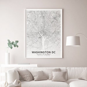 Washington DC Map Print, District of Columbia USA Map Art Poster, City Street Road Map Print, Modern Wall Art, Office Decor, Printable Art