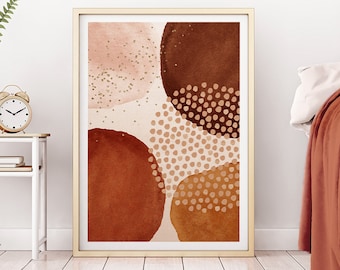 Terracotta Kunst aan de Muur, Abstracte Kunst Print, Aquarel Terracotta > Blush Pink Wall Art, Brown Earthy Tones Print, Warm Tone Art, Printable Art