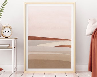 Terracotta Print, Abstract Shapes Wall Art, Contemporary Abstract Print, Aquarel Blush Pink Beige, Neutral Boho Decor, Gift Printable Art