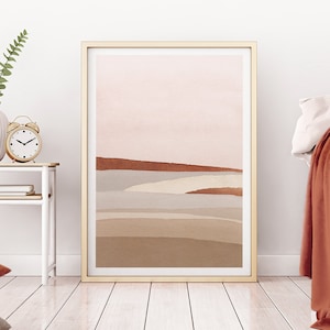 Terracotta Print, Abstract Shapes Wall Art, Contemporary Abstract Print, Watercolor Blush Pink Beige, Neutral Boho Decor, Gift Printable Art