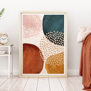 Abstract Wall Art, Watercolor Art Print, Terracotta Print, Abstract Art, Brown Earthy Tones Art, Forest Green, Blush Rust Art, Printable Art