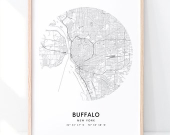 Buffalo Map Print, Buffalo City Map, Buffalo New York Art Poster, Buffalo NY Map Print, Modern Minimalist, Home Office Decor, Printable Art