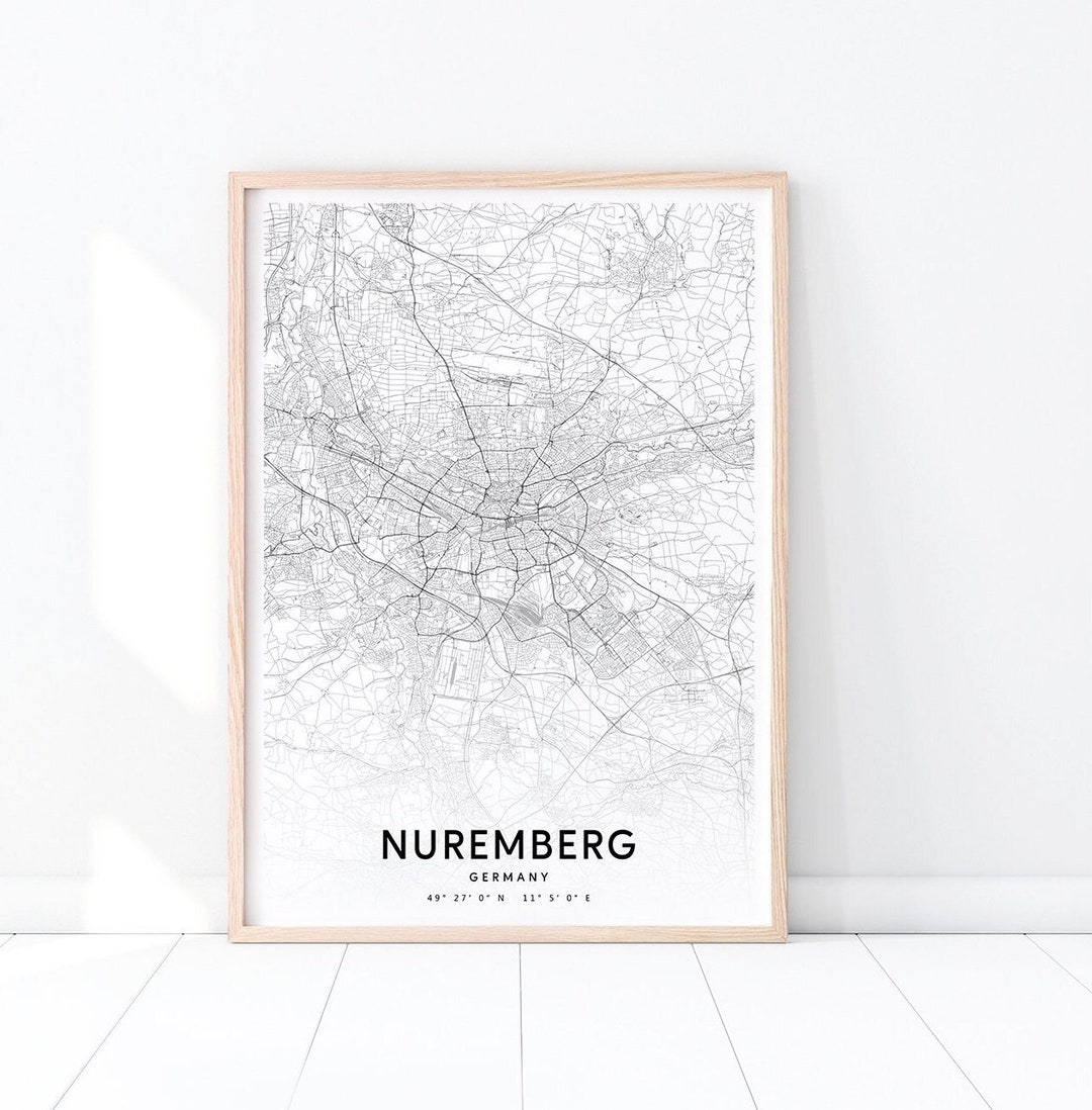 Nuremberg Map Art Print, Nuremberg Street Map Art Poster, Nuremberg ...