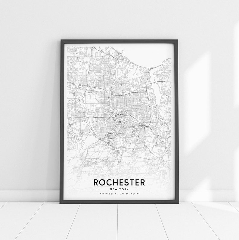 Rochester Map Print Rochester New York Map Art Poster City | Etsy