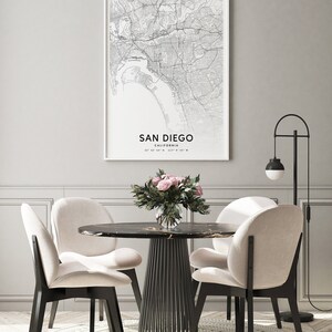 San Diego Map Print, California USA Map Art Poster, City Street Road Map Print, Black & White, Modern Wall Art, Office Decor, Printable Art image 6