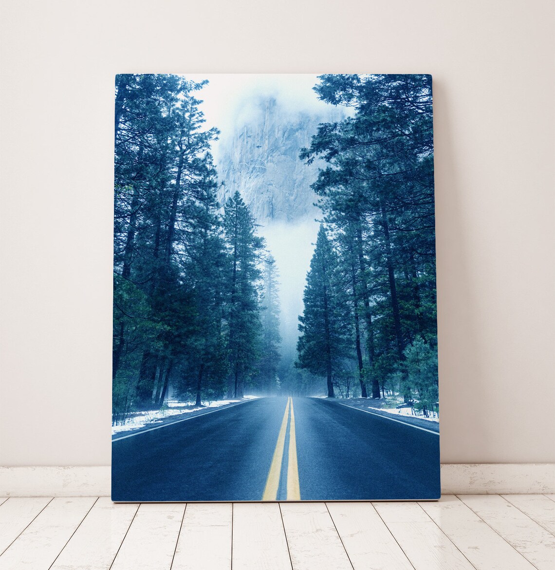 Forest Print Blue Forest Art Poster Navy Blue Wall Art Etsy