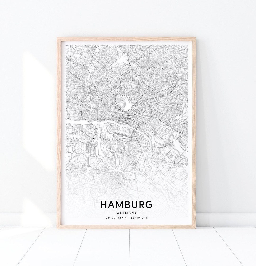 Hamburg Map Print, Hamburg Germany Map Art Poster, City Street Map ...