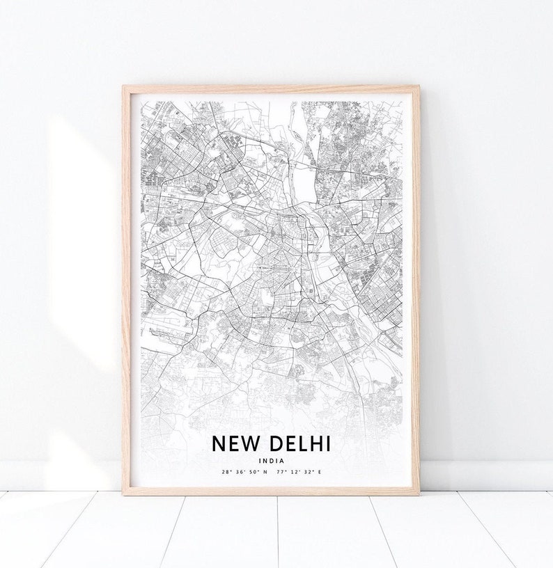 New Delhi Map Print New Delhi India Map Art Poster City | Etsy